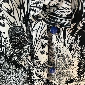 HD in Paris Anthropologie Owl Black White Blouse